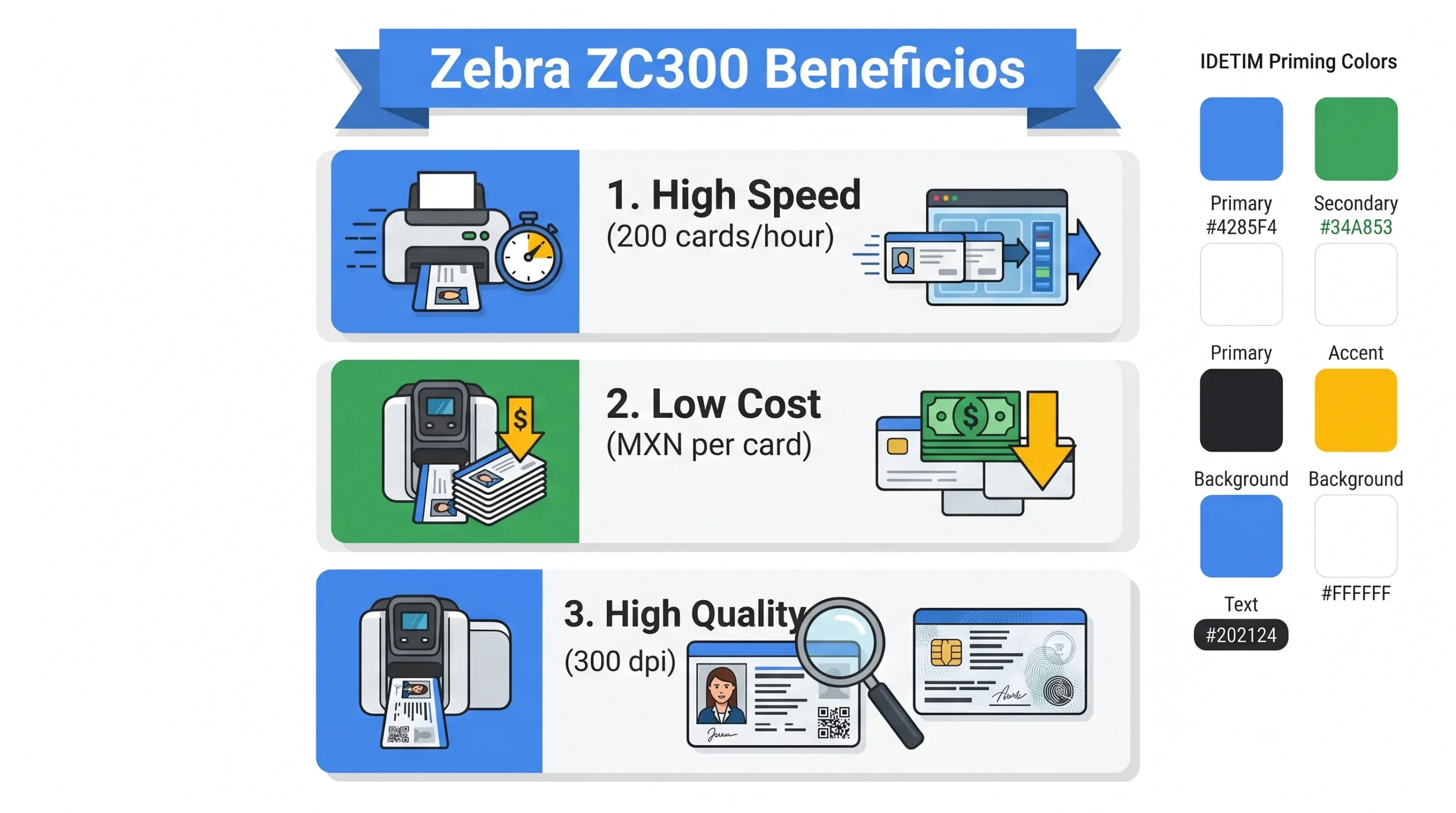 Infografía de Beneficios y Ahorro de la Zebra ZC300